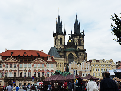 Prague Town Square with Lady Before Tyn